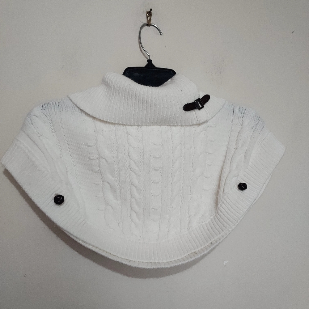 Janie And Jack White Cable Knit Sweater Cape Sz-18-24 Months